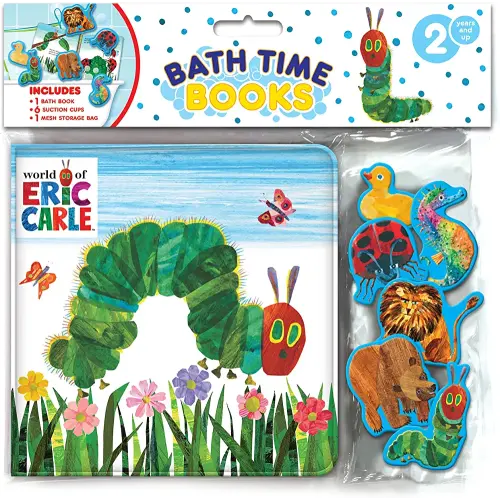 The World of Eric Carle Bath Time Books - Activity Books for kids, Bath book, 6 Padded suction cups, 1 Mesh bag