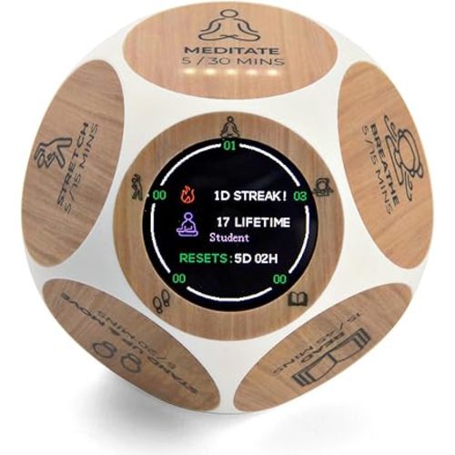 Mindsight Focused Activity Timer & Tracker | Promotes Work Life Balance & Productivity | Pomodoro 'Plus' w/ 5 Fixed timers + 5 curated Wellness Activities | Office Desk Accessory | Mindfulness | ADHD