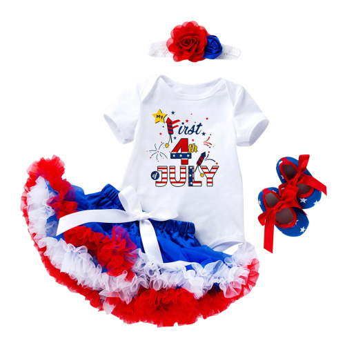 Ketyyh-chn99 4th of July Baby Girl Outfits 0-12M 4-Piece Patriotic Dress Bloomers Set 0 3 6 9 Cute Independence Day Party Clothes for Infants Photo Shoot Outfit for 0-3 Months,White