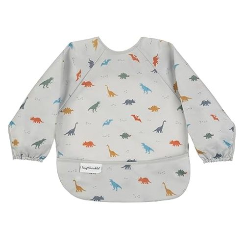 Tiny Twinkle Long Sleeve Bib for Babies & Toddlers | Waterproof Smock Bib for Eating | Machine Washable & Mess-Proof Feeding Essentials | Newborn Shower Gift (Dinosaur, 6–24M)