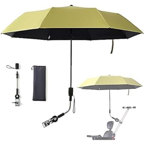 Universal Baby Parasol, Baby Stroller Sun Shade Sun Protection Sun Shade for Strollers, Waterproof Umbrella for Trolley Bike Wheelchair Buggy Fishing, Bicycle Umbrella with Holder Clip Clamp（Dark blue）