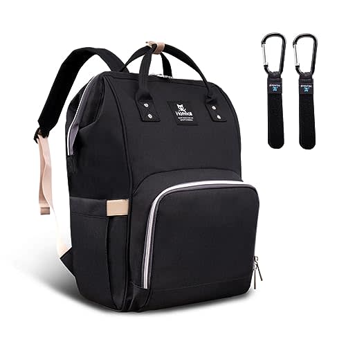 Hafmall Diaper Bag Backpack, Multifunctional Baby Diaper Bag with Stroller Hooks, Stylish Baby Bag for Mom Dad, Black