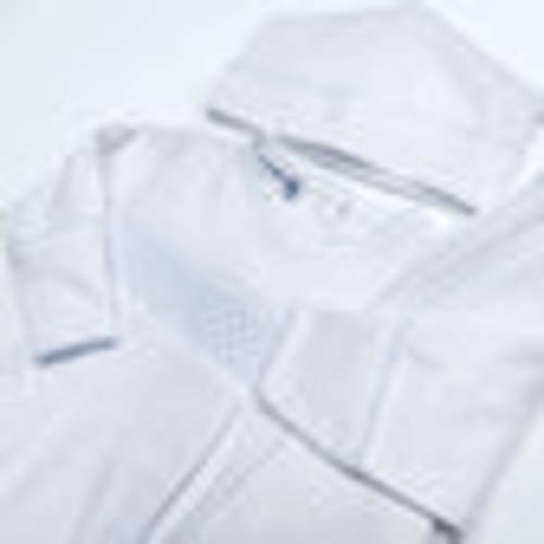 Magnolia Baby Boy Essentials Smocked White Footie with Blue Trim