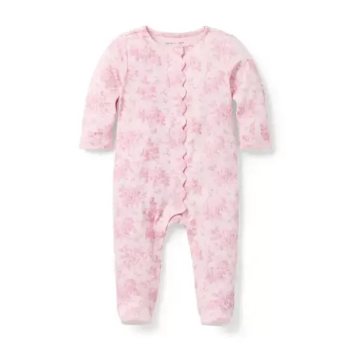 Baby Pearl Pink Floral Toile Baby Floral Toile Footed One-Piece by Janie and Jack