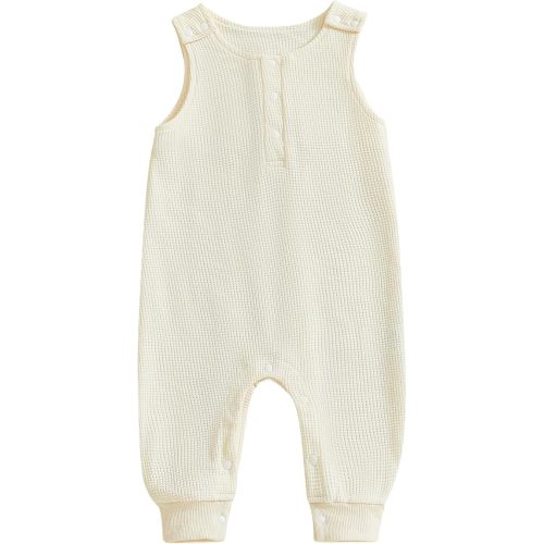 BeQeuewll Spring Summer Newborn Baby Boy Girl Clothes Sleeveless Knit Romper Crew Neck Loose Jumpsuit Infant One Piece Outfit