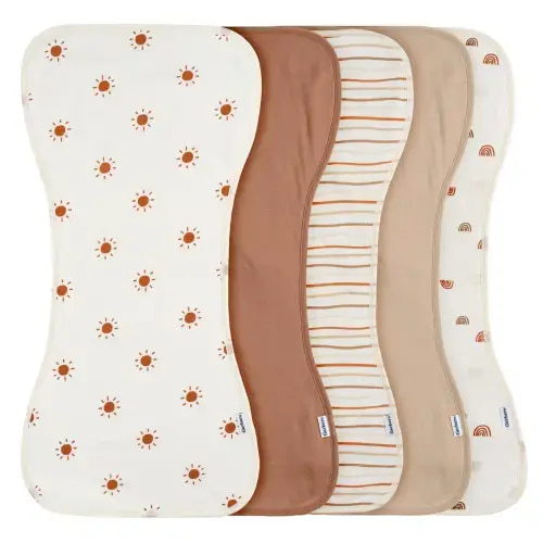5-Pack Baby Neutral Rust Suns & Rainbows Jersey Burp Cloths – Gerber Childrenswear