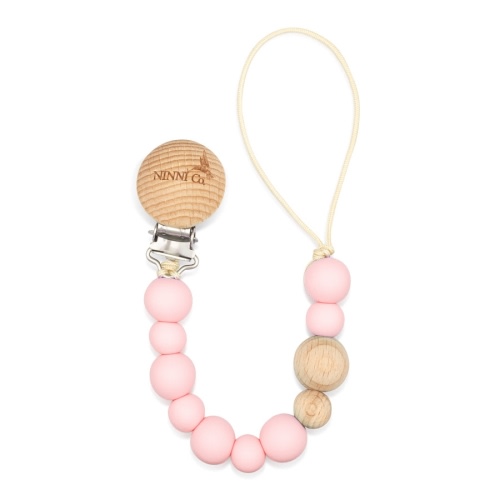 Rosebud Pink Silicone Pacifier Clip | Ninni Co.