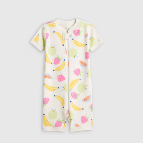 100% Organic Cotton Shortie Onesie Pajama in Fruit (0-3M)