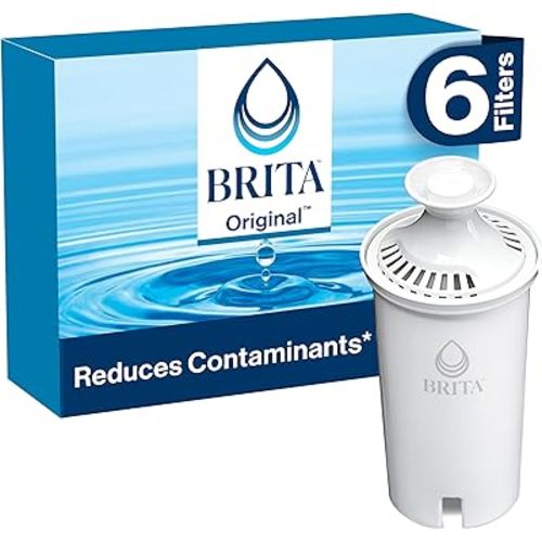 Brita Standard Water Filter for Pitchers and Dispensers, Reduces Copper, Cadmium and Mercury Impurities, Lasts Two Months or 40 Gallons, Includes 6 Filters for Pitchers