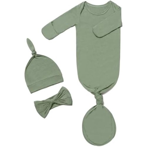 Baby Gowns 0-3 Months Soft Viscose Sleepers For Boy Girl, Breathable Newborn Sleepers With Mitten Cuffs