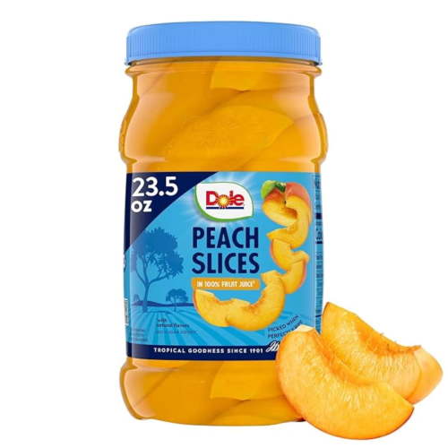 Dole Sliced Peaches Packed in 100% Fruit Juice, 23.5 oz Jar