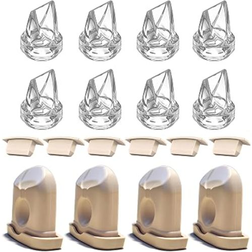 18PCS Breast Pump Parts, 8PCS Duckbill Valves & 4PCS Silicone Diaphragm & 6PCS Spout Cap Compatible with eufy S1 Pro / S1 / E10 / E20 Wearable Breast Pump, Replace for eufy Pump Parts and Accessories