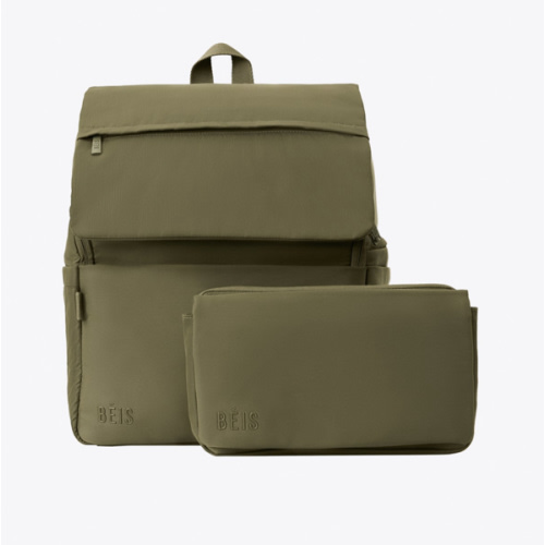 BÉIS 'The Ultimate Diaper Backpack' in Olive - Green Backpack Diaper Bag