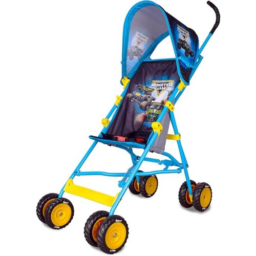 Monster Jam Official Umbrella Stroller with Canopy, Lightweight Easy Fold Compact Toddler and Baby 3D Stroller for Travel