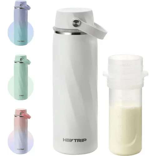 HEYTRIP Portable Breastmilk Cooler - 20oz Stainless Steel Milk Chiller Bottle for Travel & Work | Reusable Breastmilk Storage Container, 36+ Hour Cooling, TSA Approved | White