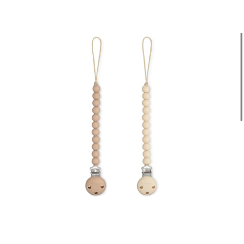 Comfy Cubs Pacifier Clips 2 Pack - 100% Food Grade Silicone Baby Pacifier Clips, BPA & PVC Free - CPSIA Certified, Lightweight and Flexible Baby Gifts - Beige & Light Beige