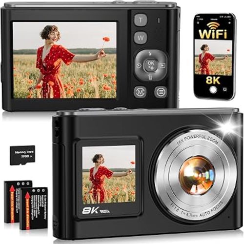 8K Digital Camera for Photography,96MP WiFi Dual Screens Vlogging Camera