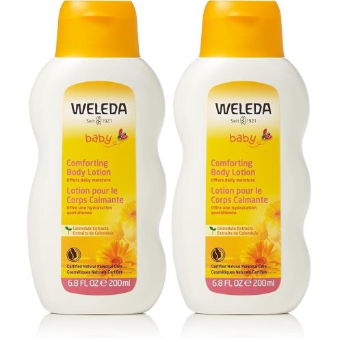 Weleda Baby Calendula Comforting Body Lotion, Plant Rich Moisturizer with Calendula, Chamomile, Sweet Almond and Sesame Oils, 6.8 Fl Oz (Pack of 2)