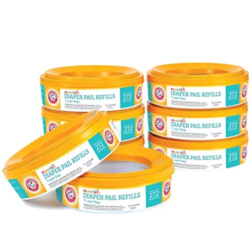 Munchkin® Arm & Hammer Diaper Pail Refill Rings, 2,176 Count, 8 Pack (272 Count each) Lavender Scent - 1 Count (Pack of 8)