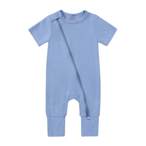 Baby Cotton Rompers Footless Pajamas Zipper Short Sleeve Sleeper Jumpsuit,Size 6-12 Months