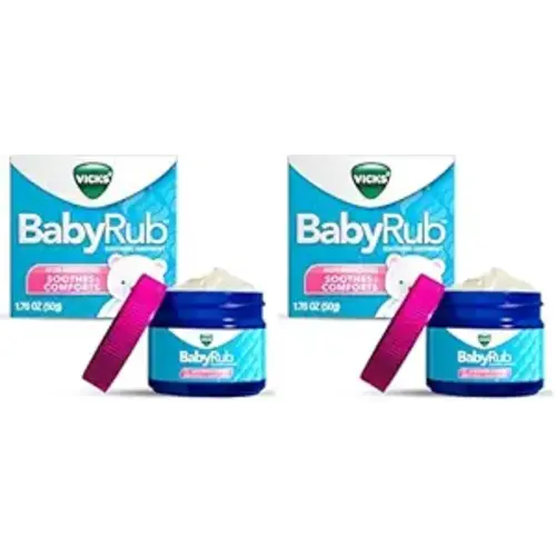 Vicks BabyRub Chest Rub Ointment with Soothing Aloe, Eucalyptus, Lavender, and Rosemary, from the makers of VapoRub, 1.76 oz (Pack of 2)