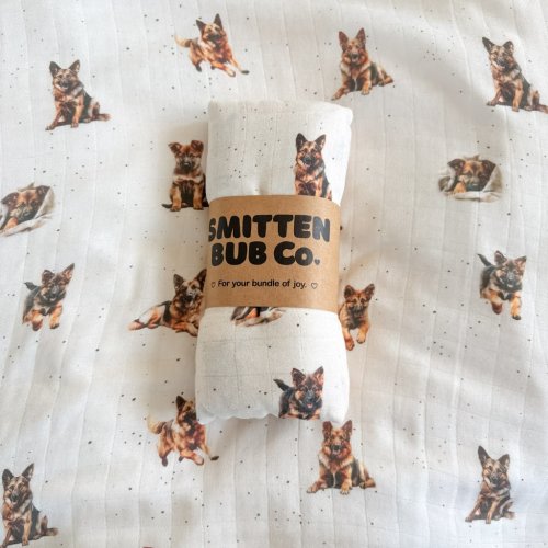 GERMAN SHEPHERD | Bamboo Cotton Muslin Swaddle – Smitten Bub Co.