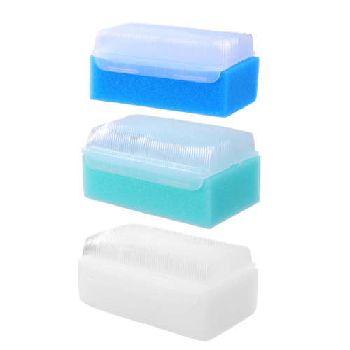 3Pcs Sponge Brush Baby Shampoo Bath Scrubber Baby Massager for Baby Infant Each 1Pc White Blue Green