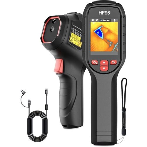HF96 Thermal Camera with Laser Pointer, Intelligent Scene Detection, Super Resolution 240 x 240, -4°F~1022°F, Thermal Imaging Camera 96 x 96 IR Resolution, 25 HZ Infrared Camera, 11h Runtime