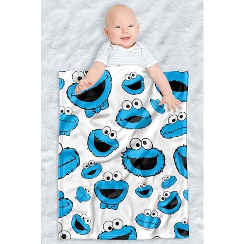 LOGOVISION Sesame Street Lightweight Baby Blanket, 30"X40", Cookie Face Pattern Unisex for Infants Girls & Boys