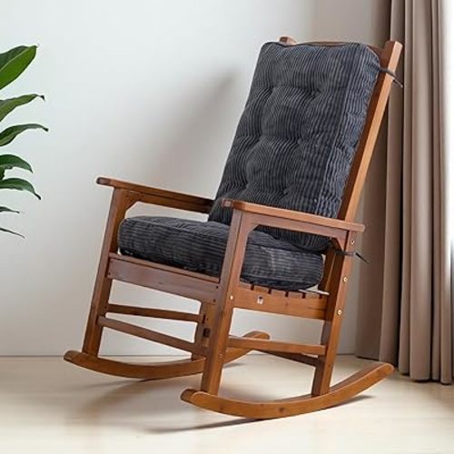 HIGOGOGO Rocking Chair Cushions with Corduroy Cover (Without Chair), 46 x 18 Inch Supportive Cushion, Overstuffed Chair Cushion,Dark Grey