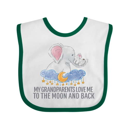 Inktastic My Grandparents Loves Me to the Moon and Back Elephants Boys or Girls Baby Bib