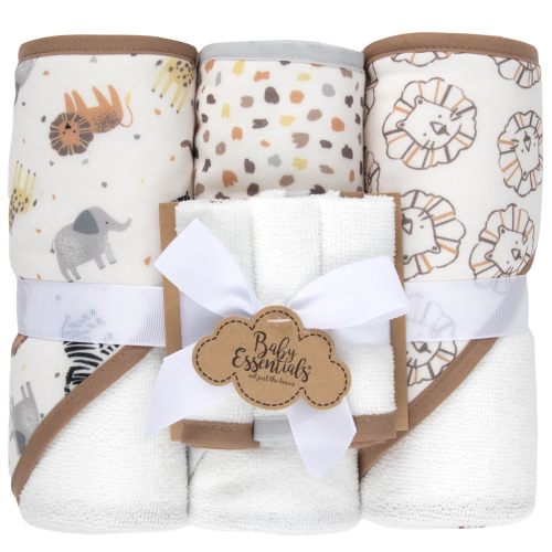 Amazon.com: Baby Bath Essential Hooded Baby Bath Towel and Washcloth 6 Piece Set for Newborns, Infants & Toddlers, Boys & Girls Baby Hooded Towels Set (Safari Animals)