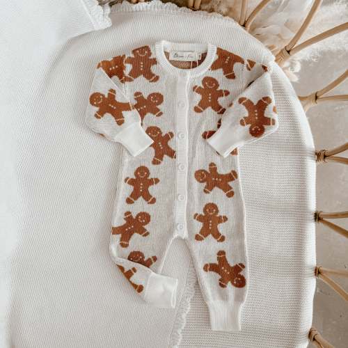 Gingerbread Long Sleeve Knit Romper