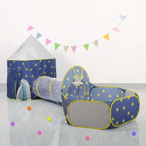 Toddler Tent Crawl Tunnel, Ball Pit For Toddlers 3 In 1 Pop Up Girls Play Tent With Play Tunnel Basketball Hoop Playhouse For Kids Gift, Indoor Outdoor Play House(Colorful Ball Not Include)