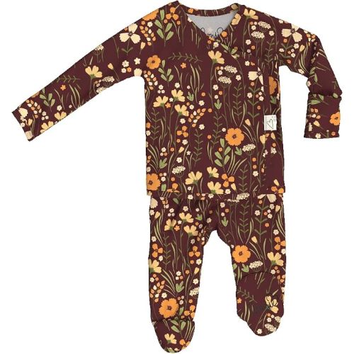 Bonsie Skin to Skin Babywear Footed Bodysuit - Floral Printed Baby One Piece - Autumn Meadow
