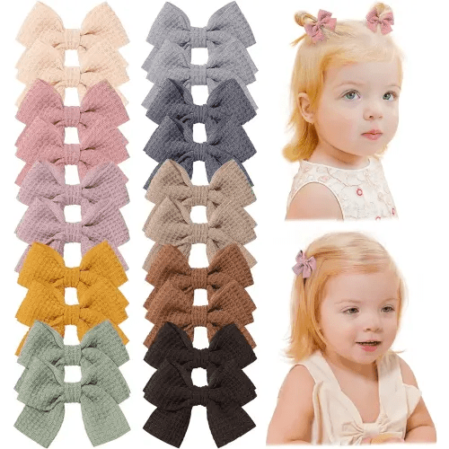 Jollybows 20pcs Baby Hair Clips Girls Bows 2" Mini Alligator Clip Toddler Pigtail Bow Fine Hair Clip