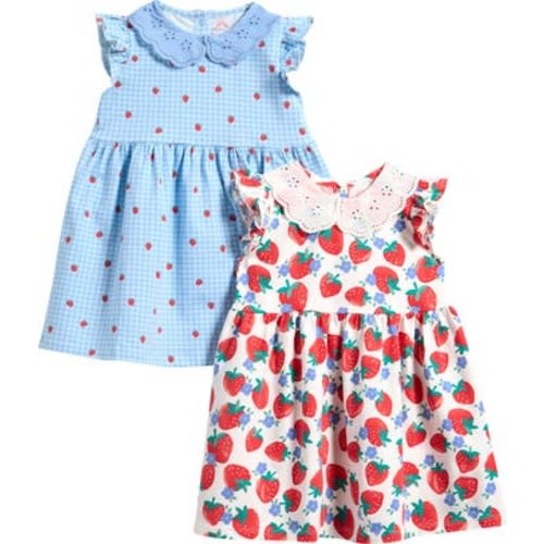 Kids' Pack of 2 Stretch Cotton Dresses, 9-12M
