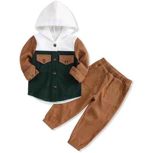 Fuermos Toddler Boy Clothes Fall Outfit Long Sleeve Hooded Tops and Pants 2Pcs Boys Winter Outfits 2-6T