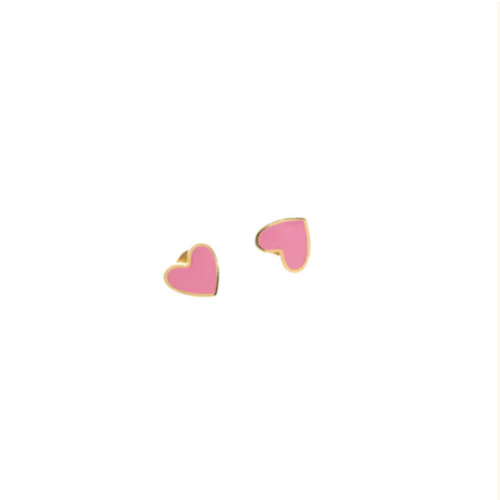 Pink Enamel Heart Stud Earring – Pip Pop Post