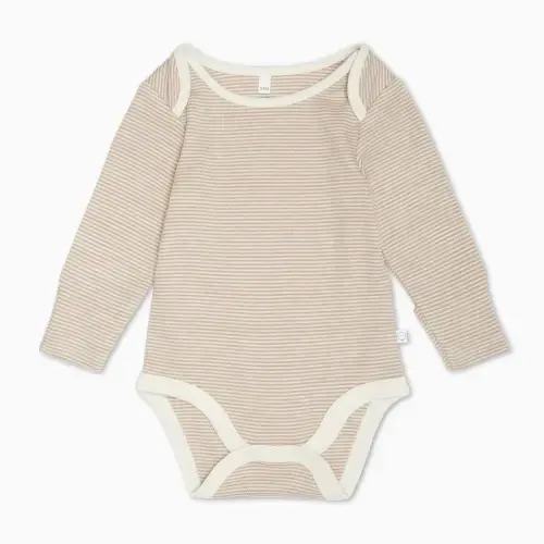 Long Sleeve Bodysuit Oatmeal Stripe