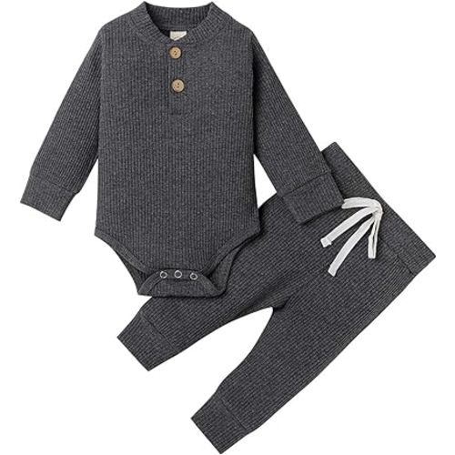 Bmnmsl Newborn Baby Boy Fall Clothes 3 6 12 18 24 Months Outfits Long Sleeve Knitted Cotton Romper & Pants Infant Winter Sets