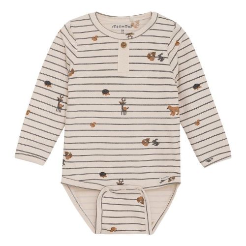 Minymo Infant Wildlife Striped LS Bodysuit 114056-2015