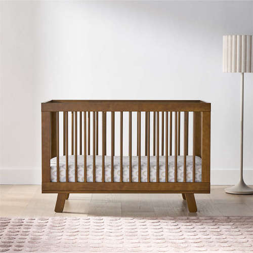 Babyletto Hudson Natural Walnut Wood 3-in-1 Convertible Baby Crib with Toddler Bed Conversion Kit