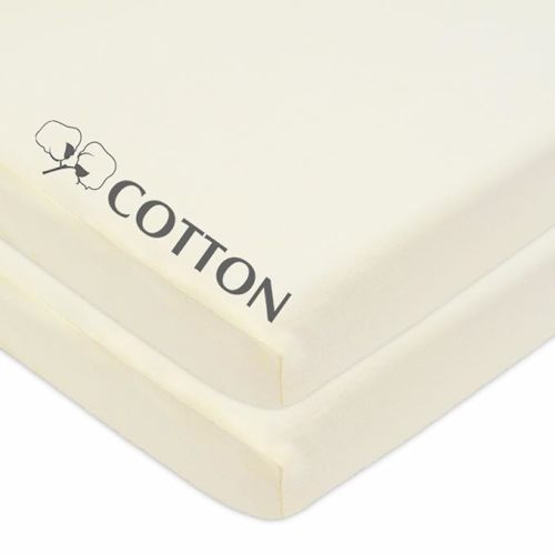American Baby Company 2 Pack Fitted Pack and Play Sheet 39x27", Ecru