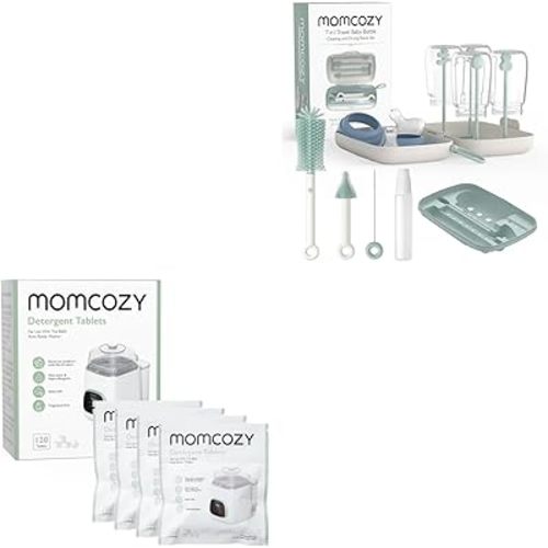 Momcozy KleanPal Pro 120 Tablets & 7-in-1 Silicone Bottle Brush Cleaning Kit
