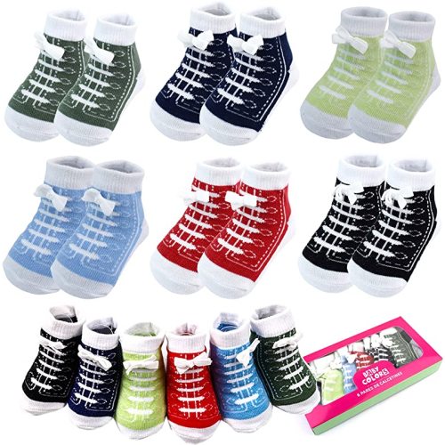 Fly love 6 Pairs 0-6 month Baby Cotton Sneaker Newborn Ankle Sock Toddler Crew Walkers Bootie Infant Slippers Socks