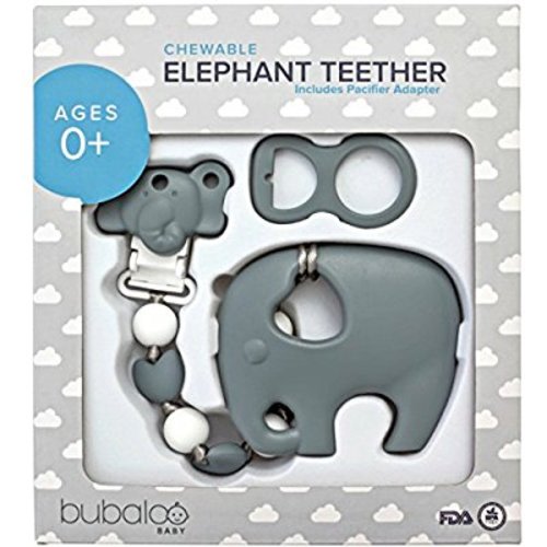 BABY TEETHING TOYS BPA FREE - Silicone Elephant Teether with Pacifier Clip Holder Set for Newborn Babies - Freezer Safe | Baby Shower Gift Idea for Stylish Little Boys and Girls - Infant Unisex Chew