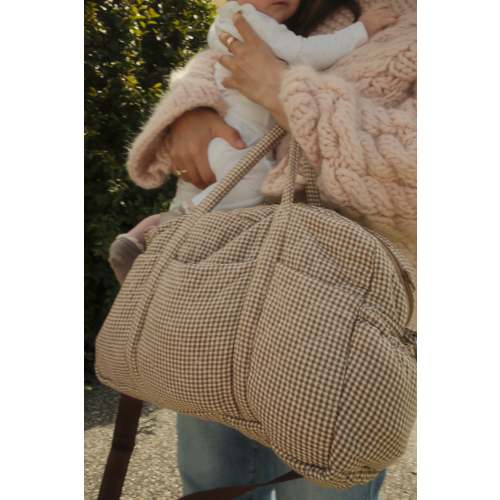 BROWN GINGHAM DIAPER BAG