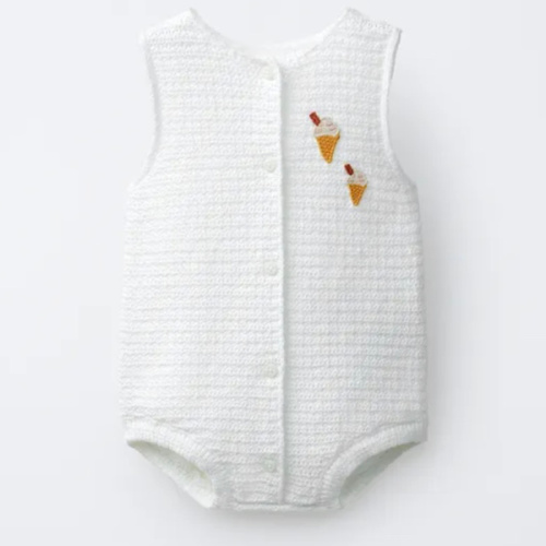 EMBROIDERED ICE CREAM KNIT ROMPER - White | ZARA United States