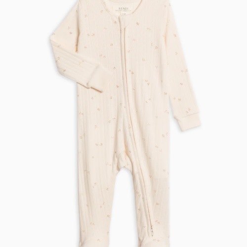 Maya Brushed Back Pointelle Footed Zipper Sleeper